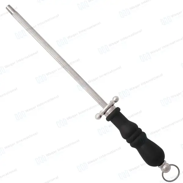 Knife Sharpening Steel 8″ Black Handle - surgical instruments manufactured by Waqar International, Sialkot - view 2
