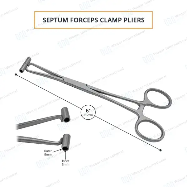 Septum Forceps 6″ Nasal Body Piercing Tool - body piercing instruments manufactured by Waqar International, Sialkot - view 3