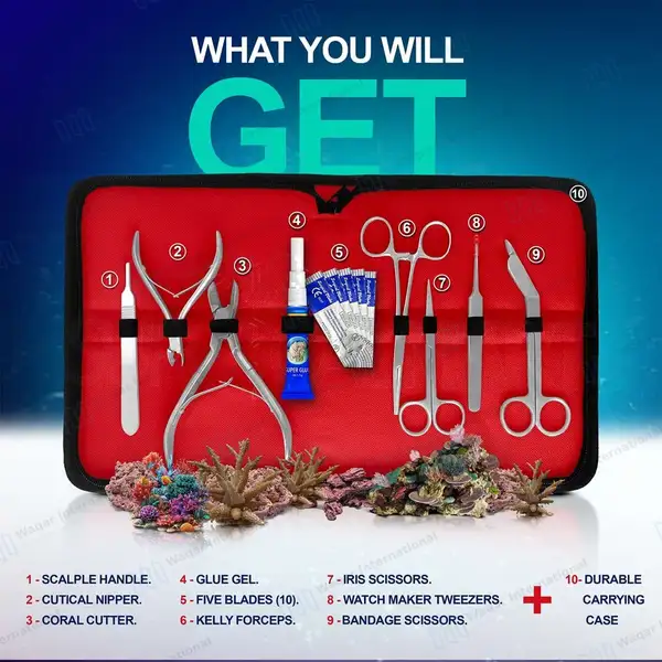 13 Pcs Coral Frag Kit Fragging Propagation Reef Hard & Soft Set - surgical instruments manufactured by Waqar International, Sialkot - view 3