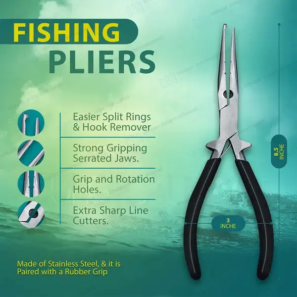 5 Pcs Fisherman Fishing Plier Set 8.5″ Fish Hook Remover Split Ring Plier - surgical instruments manufactured by Waqar International, Sialkot - view 2