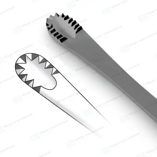 10 Russian Tissue Forceps 8″ Round Serrated Tip - surgical instruments manufactured by Waqar International, Sialkot - view 4