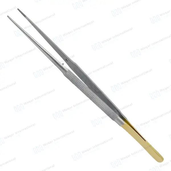 T/C Micro Suture Tying Forceps 5.5″ with Platform Gold Plated Handle - surgical instruments manufactured by Waqar International, Sialkot - view 2