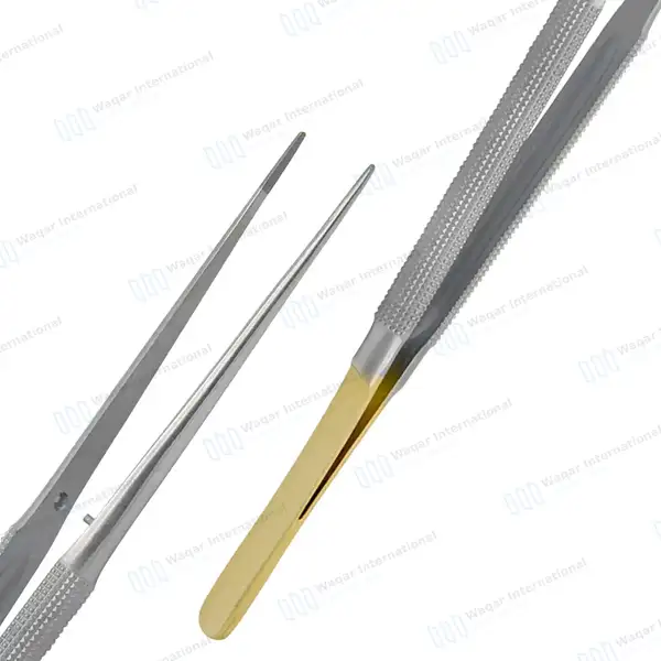 T/C Micro Suture Tying Forceps 5.5″ with Platform Gold Plated Handle - surgical instruments manufactured by Waqar International, Sialkot - view 5