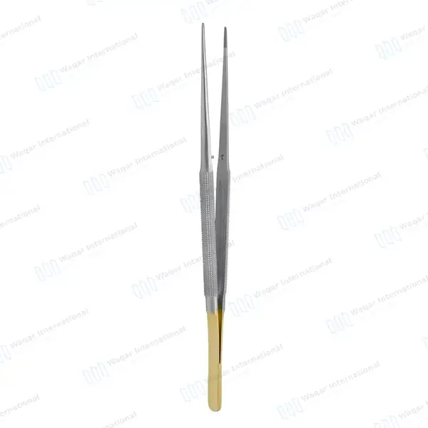 T/C Micro Suture Tying Forceps 5.5″ with Platform Gold Plated Handle - surgical instruments manufactured by Waqar International, Sialkot - view 6