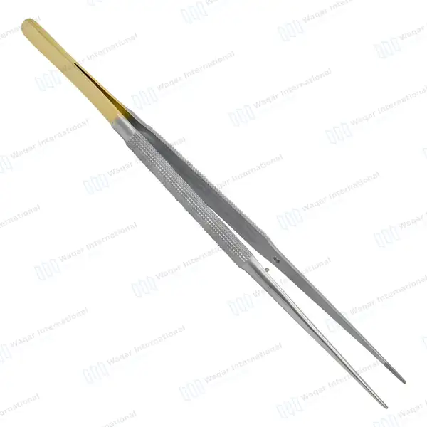 T/C Micro Suture Tying Forceps 5.5″ with Platform Gold Plated Handle - surgical instruments manufactured by Waqar International, Sialkot - view 8