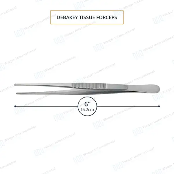 DeBakey Atraumatic Tissue Forceps 6″ 1.5mm Tip - surgical instruments manufactured by Waqar International, Sialkot - view 3