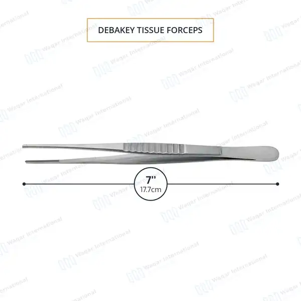 DeBakey Atraumatic Tissue Forceps 7″ 1.5mm Tip - surgical instruments manufactured by Waqar International, Sialkot - view 3