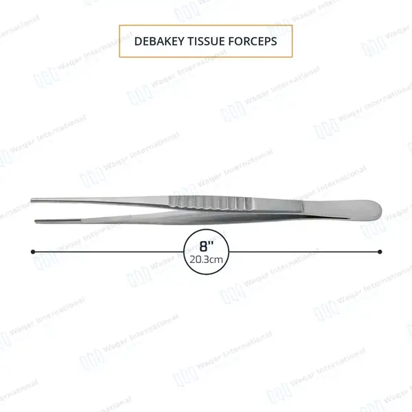 DeBakey Atraumatic Tissue Forceps 8″ 1.5mm Tip - surgical instruments manufactured by Waqar International, Sialkot - view 3