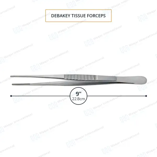 DeBakey Atraumatic Tissue Forceps 9″ 1.5mm Tip - surgical instruments manufactured by Waqar International, Sialkot - view 3