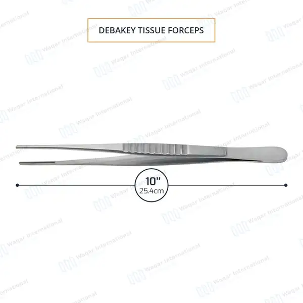 DeBakey Atraumatic Tissue Forceps 10″ 1.5mm Tip - surgical instruments manufactured by Waqar International, Sialkot - view 3