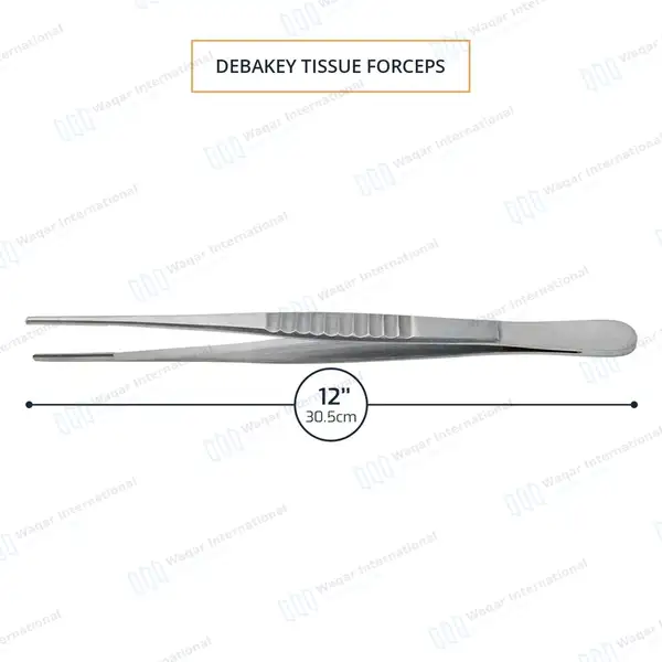 DeBakey Atraumatic Tissue Forceps 12″ 1.5mm Tip - surgical instruments manufactured by Waqar International, Sialkot - view 3