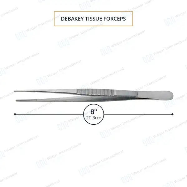 DeBakey Atraumatic Tissue Forceps 8″ 2.0mm Straight Tips - surgical instruments manufactured by Waqar International, Sialkot - view 7