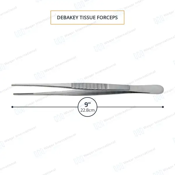DeBakey Atraumatic Tissue Forceps 9″ 2.0mm Tip - surgical instruments manufactured by Waqar International, Sialkot - view 3