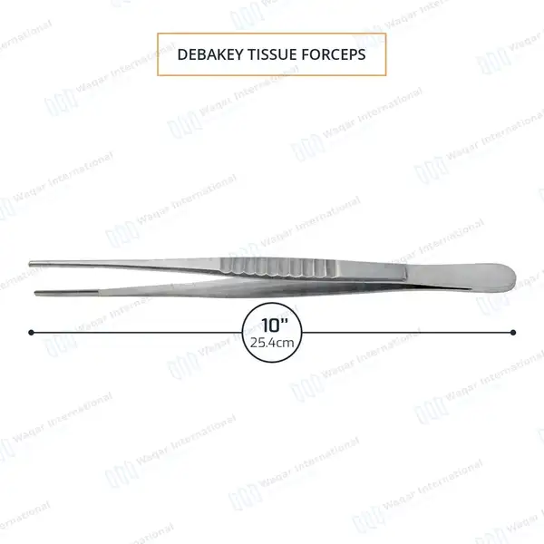 DeBakey Atraumatic Tissue Forceps 10″ 2.0mm Tip - surgical instruments manufactured by Waqar International, Sialkot - view 3