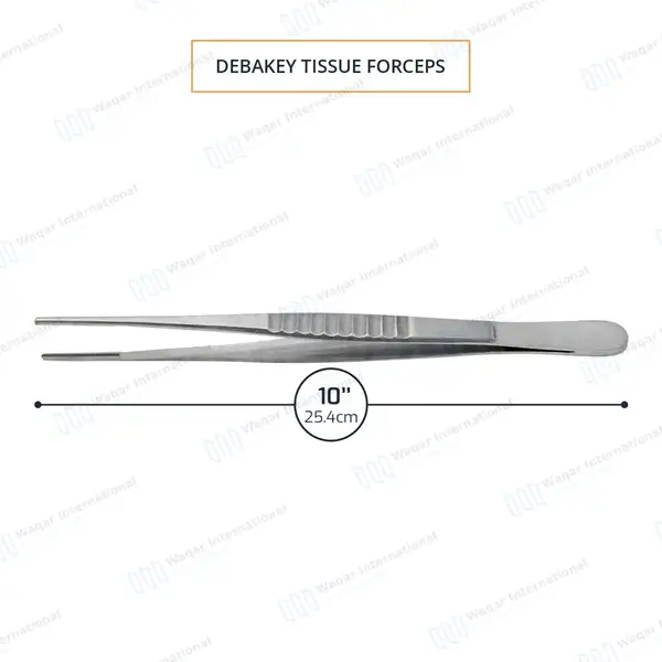 DeBakey Atraumatic Tissue Forceps 10″ 2.7mm Tip - surgical instruments manufactured by Waqar International, Sialkot - view 3