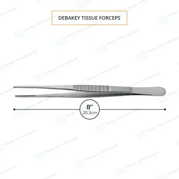 DeBakey Atraumatic Tissue Forceps 8″ 3.5mm Tip - surgical instruments manufactured by Waqar International, Sialkot - view 7