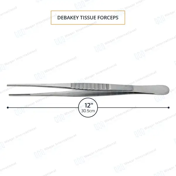 DeBakey Atraumatic Tissue Forceps 12″ 3.5mm Tip - surgical instruments manufactured by Waqar International, Sialkot - view 3