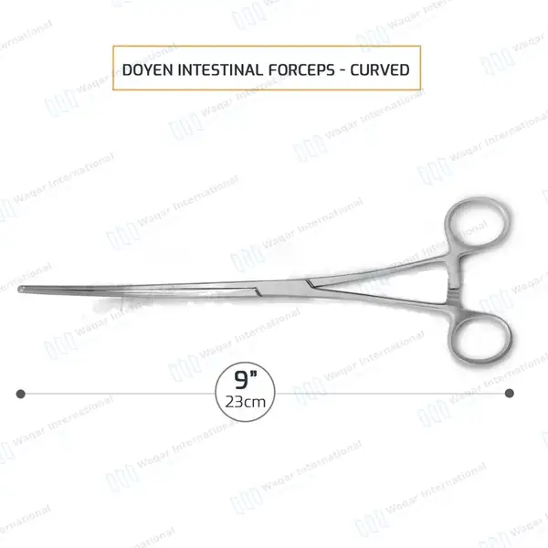 Doyen Intestinal Forceps 9″ Curved - surgical instruments manufactured by Waqar International, Sialkot - view 3
