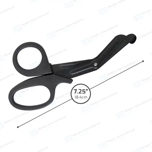 5 Full Black EMT Scissors 7.25″ Paramedic Utility Bandage Shears - surgical instruments manufactured by Waqar International, Sialkot - view 3