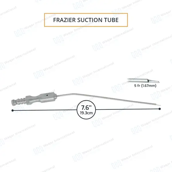 Frazier Suction Tube 5FR (1.67mm) Tip 7.6″ Aspirator Instrument - surgical instruments manufactured by Waqar International, Sialkot - view 3