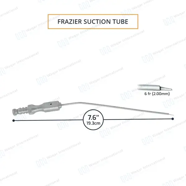 Frazier Suction Tube 6FR (2.00mm) Tip 7.6″ Aspirator Instrument - surgical instruments manufactured by Waqar International, Sialkot - view 3