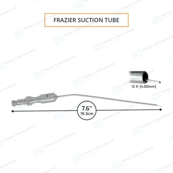 Frazier Suction Tube 12FR (4.00mm) Tip 7.6″ Aspirator Instrument - surgical instruments manufactured by Waqar International, Sialkot - view 3