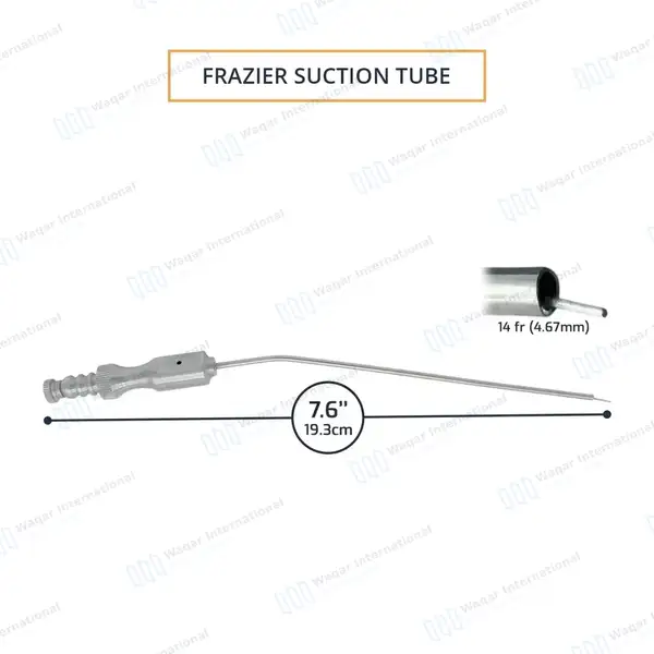 Frazier Suction Tube 14FR (4.67mm) Tip 7.6″ Aspirator Instrument - surgical instruments manufactured by Waqar International, Sialkot - view 3