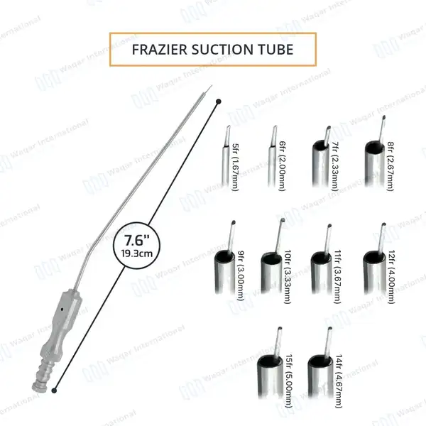10 Pcs Frazier Suction Tubes Set 5, 6, 7, 8, 9, 10, 11, 12. 14 & 15 FR - surgical instruments manufactured by Waqar International, Sialkot - view 3
