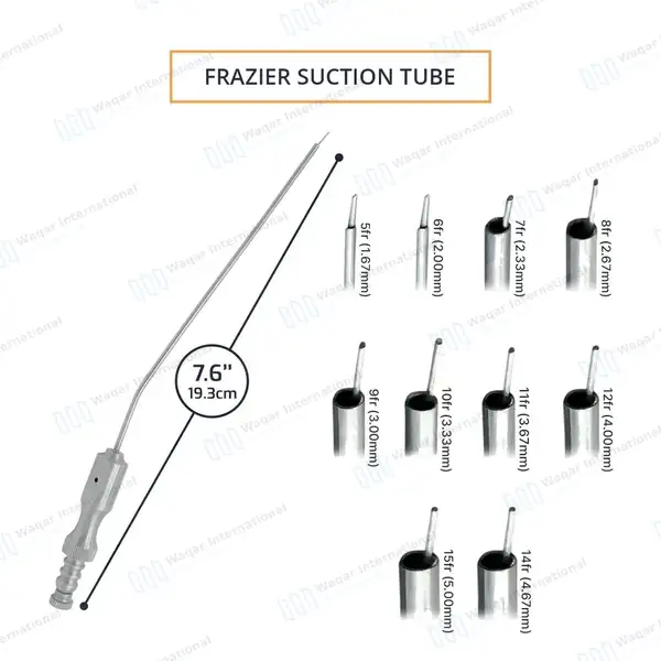 Frazier Suction Tube Set of 12 with Finger Cut-Off Angled - surgical instruments manufactured by Waqar International, Sialkot - view 3