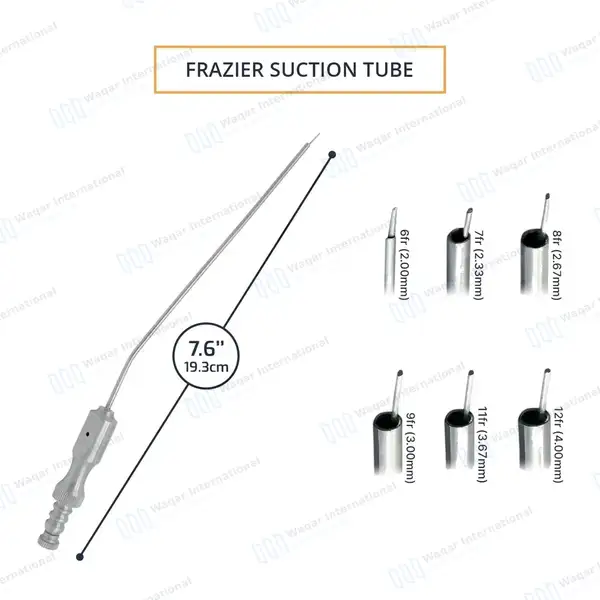 6 Frazier Suction Tube Set 6FR, 7FR, 8FR, 9FR, 11FR, & 12FR - surgical instruments manufactured by Waqar International, Sialkot - view 3