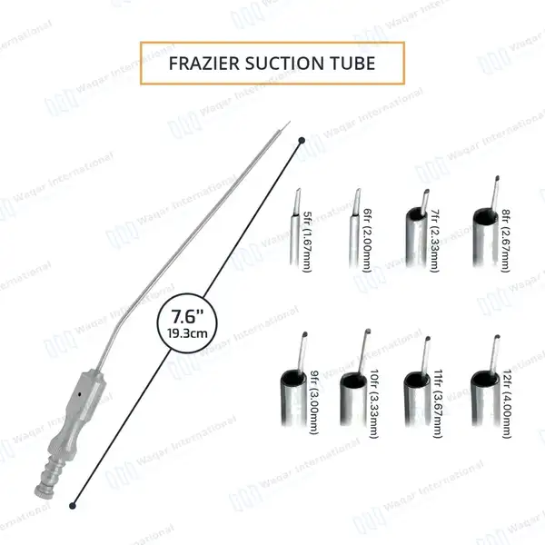 8 Frazier Suction Tubes 5, 6, 7, 8, 9, 10, 11 & 12 FR Set Kit - surgical instruments manufactured by Waqar International, Sialkot - view 3