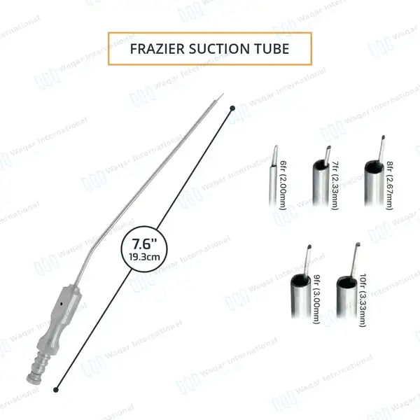 5 Frazier Suction Tube Set 6FR, 7FR, 8FR, 9FR & 10FR - surgical instruments manufactured by Waqar International, Sialkot - view 3