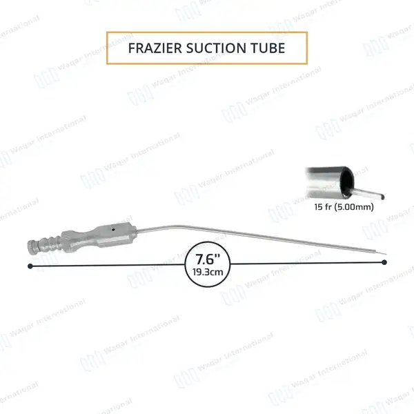 4 Frazier Suction Tubes 15FR (5mm) Tip Aspirator 7.6″ - surgical instruments manufactured by Waqar International, Sialkot - view 3