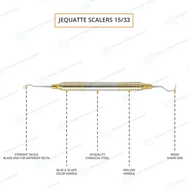 2 Dental Sickle Scaler Anterior Towner Jacquette U15-33 Double Ended - surgical instruments manufactured by Waqar International, Sialkot - view 2