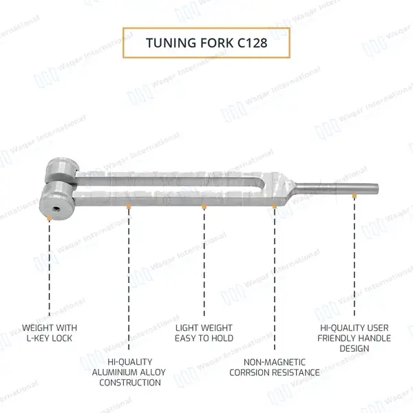 Tuning Fork C-128 with Weight - surgical instruments manufactured by Waqar International, Sialkot - view 4