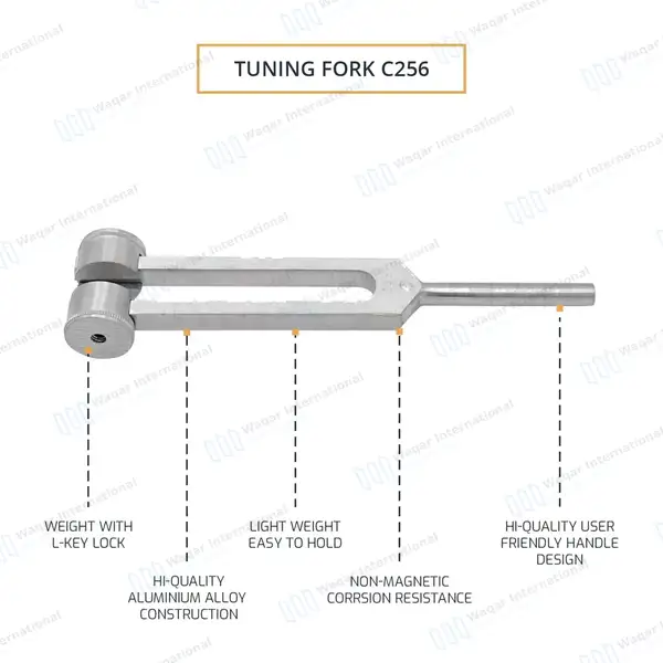 Tuning Fork C-256 with Weight - surgical instruments manufactured by Waqar International, Sialkot - view 4