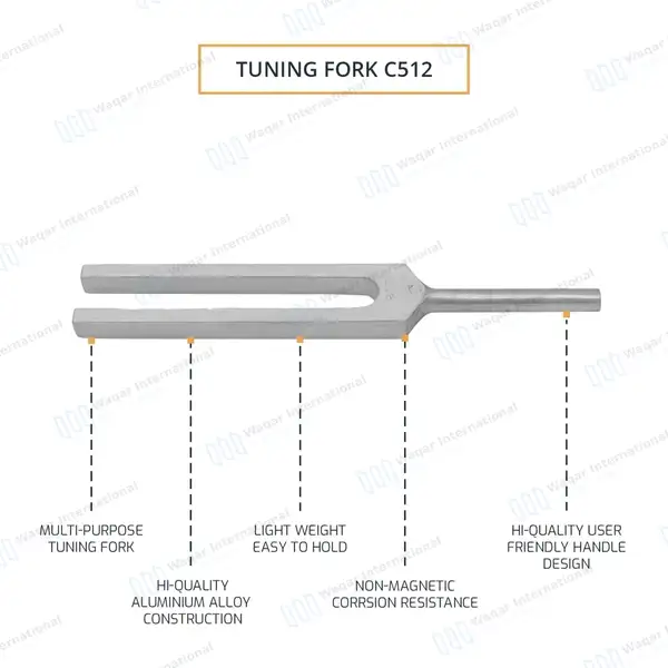 Tuning Fork C512 – Unweighted - surgical instruments manufactured by Waqar International, Sialkot - view 4