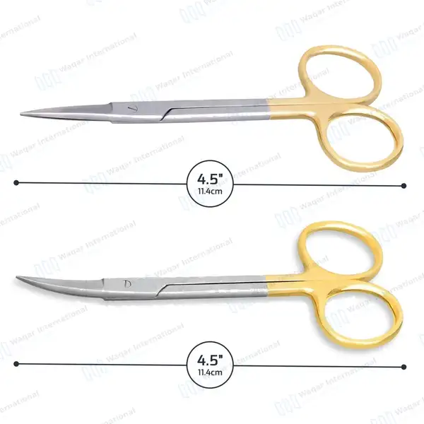 2 TC Iris Scissors Set 4.5″ Straight & Curved - surgical instruments manufactured by Waqar International, Sialkot - view 4