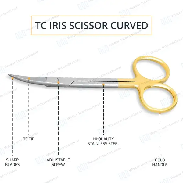 2 TC Iris Scissors Set 4.5″ Straight & Curved - surgical instruments manufactured by Waqar International, Sialkot - view 6