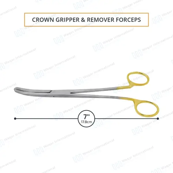 3 Pcs T/C Wynman Crown Remover Gripper Forceps 7″ Curved Serrated Tips - dental instruments manufactured by Waqar International, Sialkot - view 3