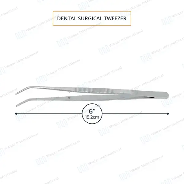25 London College Tweezers 6″ Curved Serrated Tip - surgical instruments manufactured by Waqar International, Sialkot - view 3