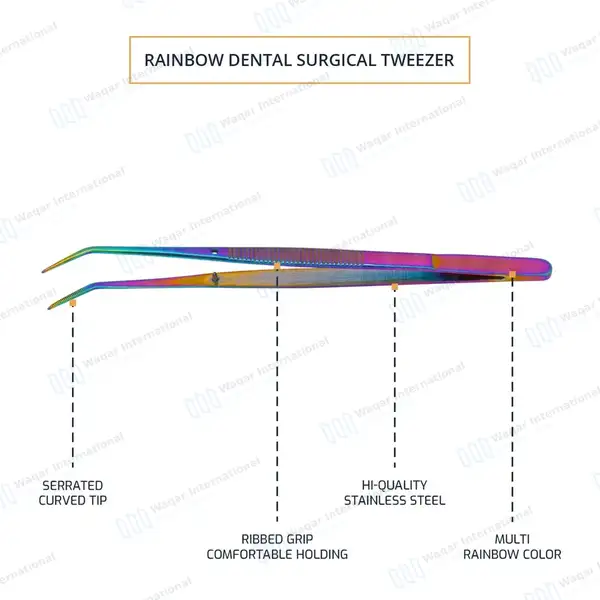 College Cotton Plier 6″ Titanium Rainbow Color - surgical instruments manufactured by Waqar International, Sialkot - view 4