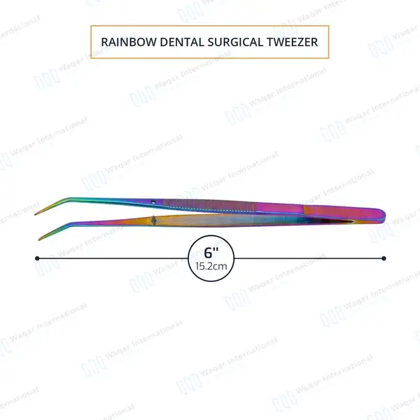 10 College Cotton Plier 6″ Titanium Rainbow Color - surgical instruments manufactured by Waqar International, Sialkot - view 3