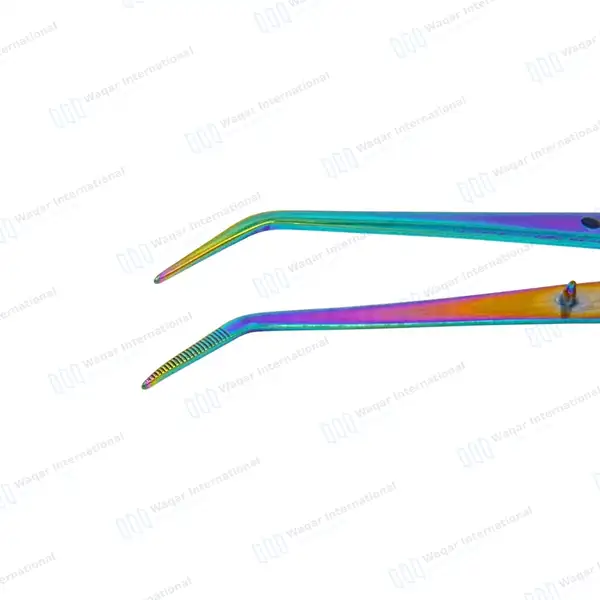 10 College Cotton Plier 6″ Titanium Rainbow Color - surgical instruments manufactured by Waqar International, Sialkot - view 5