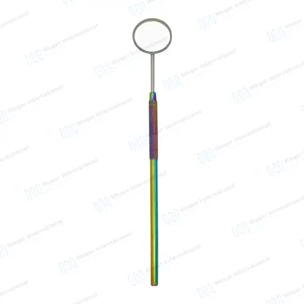 Rainbow Color Dental Mouth Mirror #5 with Handle - surgical instruments manufactured by Waqar International, Sialkot - view 3