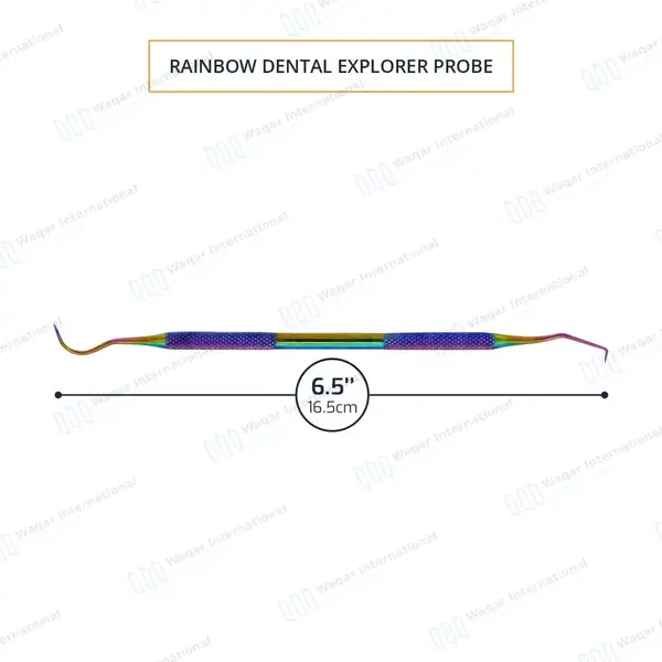 6 Rainbow Color Dental Explorer Probe #5 – Double Ended - surgical instruments manufactured by Waqar International, Sialkot - view 3