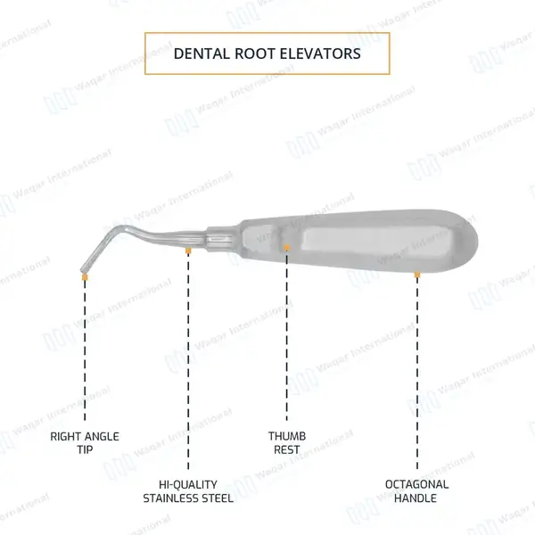 Apical Elevator #303 – Right - dental instruments manufactured by Waqar International, Sialkot - view 4