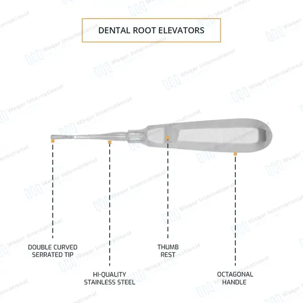 Apical Elevator #303HF Serrated Tip - dental instruments manufactured by Waqar International, Sialkot - view 4