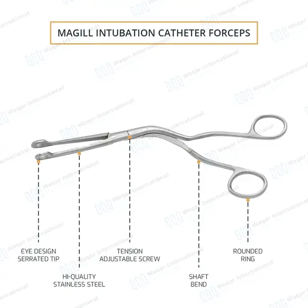 6 Pcs Magill Catheter Forceps Set 8″ (20.3cm) – Child - surgical instruments manufactured by Waqar International, Sialkot - view 4