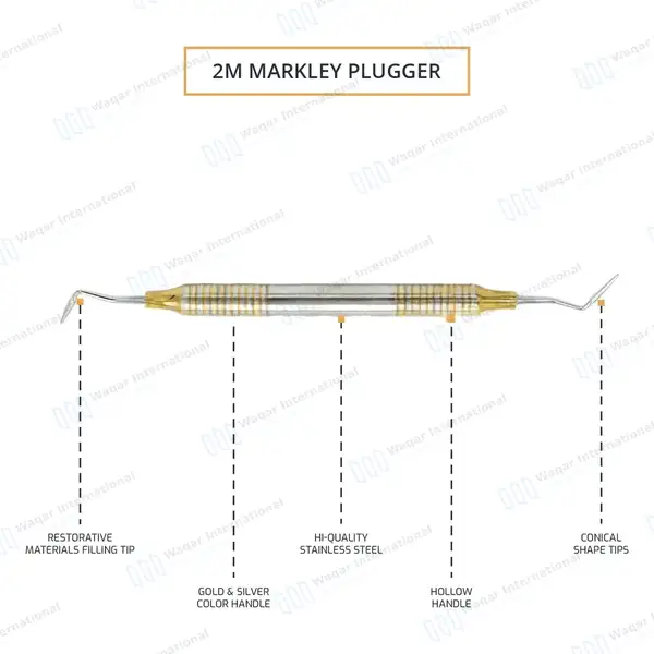 5 Pcs 2M Markley Plugger Double Ended with Hollow Handle - surgical instruments manufactured by Waqar International, Sialkot - view 2